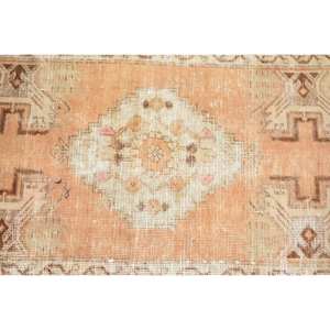 Alfombra Vintage de Lana Turca Naranja y Beige, Tejido Plano, Diseño de Retazos, Decoración para Sala de Estar, Respaldo de Látex, 4m de Ancho - Product Image 5