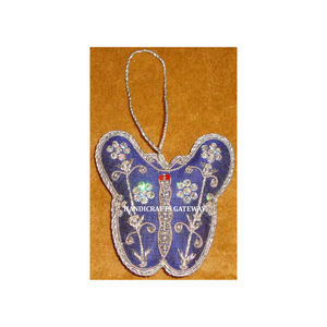 Handmade <b>Butterfly</b> Shape Custom Design Fabric Zari Embroidery Work Christmas Hanging Ornaments In Christmas Tree <b>Decoration</b> - Product Image 1