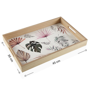 Bandeja de servir con estampado de hojas rectangulares de madera decorativa de nuevo diseño elegante personalizar tamaño y forma y envío rápido - Product Image 1