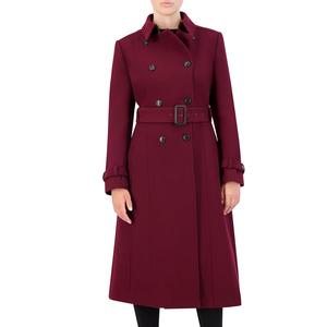 Manteau trench en laine tricotée longue et ajustée pour femme, couleur bordeaux unie, avec ceinture – Nouvelle collection très prisée - Product Image 6