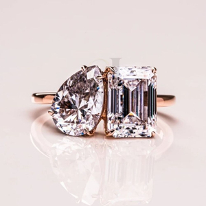IGI Certified Lab grown Diamond 18K Rose Gold Plated Hip Hop 14k Rose Gold Pear Cut CVD Diamond <b>Ring</b> For Women <b>Men</b> - Product Image 2