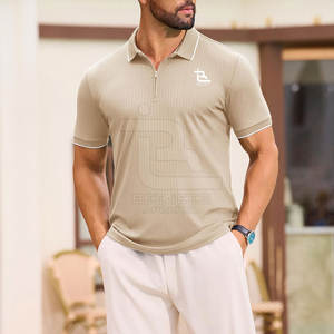 เสื้อเจอร์ซี่ระบายอากาศสีพื้นสำหรับผู้ชายเสื้อแขนสั้นผ้าฝ้าย100% ซิปทันสมัยสำหรับฤดูร้อน - Product Image 4