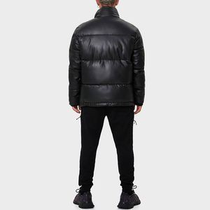 Veste d'hiver matelassée en coton pour homme, décontractée, en cuir non tissé, col montant, fermeture éclair, imperméable, coupe-vent, à capuche - Product Image 5