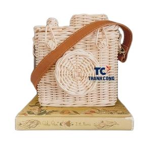 MEILLEUR JOUET pour enfants Rotin Jouet Caméra Sac Creative Rotin Naturel Osier Tissé Enfant Jouet Durable - Product Image 1