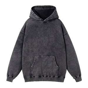 Sweat-shirt à capuche délavé à l'acide imprimé personnalisé pour hommes Streetwear Pull surdimensionné en tissu polaire français XS Motif brodé - Product Image 5