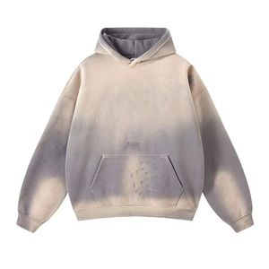 Venta caliente profesional Streetwear Heavyweight 100% algodón de gran tamaño Color sólido Vintage en blanco pulóver ácido lavado hombres sudaderas con capucha - Product Image 1