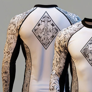 เสื้อรัดกล้ามเนื้อ BJJ MMA คุณภาพสูงแบบ OEM สกรีนลายด้วยผ้าไหม เสื้อยืดถักสำหรับผู้ชาย ผ้าฝ้าย 100% สีตามสั่ง - Product Image 2