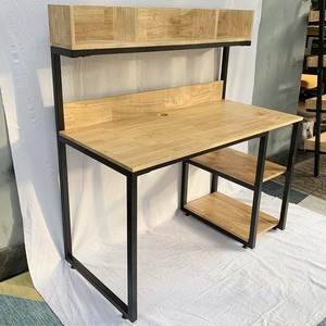 Modern Design Rubberwood Standing <b>Study</b> <b>Desk</b> with Bookshelf 120x60x128(cm) Durable FD68045 for Home Office - Product Image 6