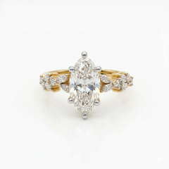 Anillo de Compromiso de Oro de 18K con Diamante Moissanite, Corte Marquesa - Product Image 4