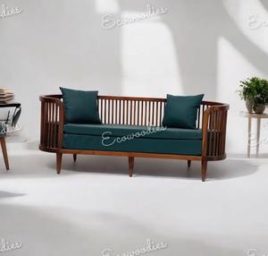 Moderno de lujo de 2 plazas de mimbre de bambú curvo al aire libre jardín balcón sofá diseño elegante para hoteles salas de madera cómoda - Product Image 6