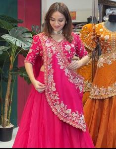 Conjunto de Lehenga Saree para Mujer con Blusa Bordada y Dupatta, Traje Étnico de Fiesta - Product Image 1