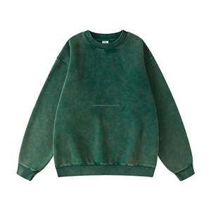 Vente en gros de sweatshirt en molleton de coton surdimensionné pour hommes, col rond, pull en éponge en relief, Streetwear d'hiver - Product Image 2