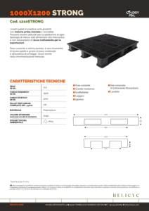 Palé de plástico italiano de alta calidad Relicyc Strong 1000x1200 Reciclado PP Reutilizable Almacén Industria de almacenamiento Logística - Product Image 2