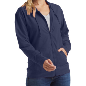 Sweat à capuche zippé pour femme avec logo personnalisé à la mode à manches longues en éponge française Sweat à capuche zippé à cordon de serrage sur le devant - Product Image 5