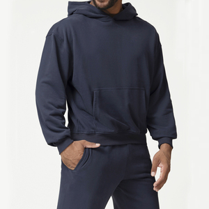 Conjunto de chándal de algodón de color liso para hombre con sudadera de joggers flexibles con cremallera completa y costuras de primera calidad - Product Image 6