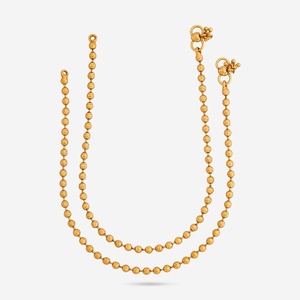 192268 Bijoux de pied bohèmes antiques, chevillères en laiton plaqué or avec incrustations personnalisées de diamants et de perles, style estival, motif chaînes - Product Image 1