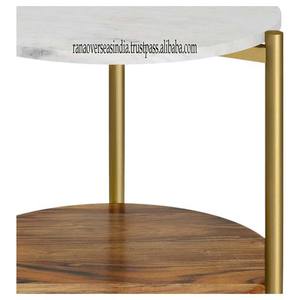 Patas de metal con acabado dorado de alta calidad modernas, mesa auxiliar de mármol y madera superior blanca en uso para el hogar, la Oficina, la sala de estar a buen precio - Product Image 3