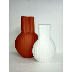 Wholesale Nordic White Matte Vase <b>Set</b> Flat Round Flower Vase for Office & Living Room - High-Quality Craft Decorative <b>Pottery</b> - Product Image 4