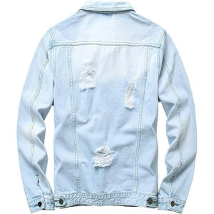 Veste en jean décontractée pour hommes de haute qualité 100% coton couleur unie col montant enduit poche tissu tissé léger pour le Style de printemps - Product Image 2