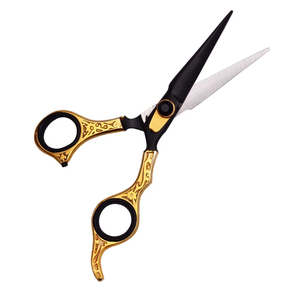 Kit de ciseaux de coiffeur poignée en or ciseaux de coupe de cheveux ciseaux d'amincissement de coiffeur 2 pièces ensembles de coiffure avec anneau en caoutchouc noir - Product Image 4