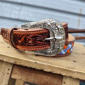 American Premium Leather Cowboy Designer Western Beaded Belt Cadeau pour homme Western Fashion Bling Luxury Belt Cowhide Belt - Product Image 4