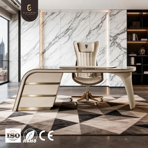 <span class=keywords><strong>Bureau</strong></span> de Direction Courbé en Bois Massif de Luxe Personnalisé, Haut de Gamme Élégant avec Rangement pour Maison ou <span class=keywords><strong>Bureau</strong></span> - Product Image 1