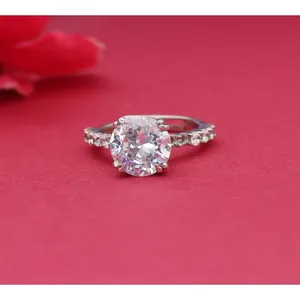 Anillo de Compromiso de Plata 925 para Mujer con Circonita Cúbica de Alto Pulido, Anillos de Cristal de Alto Pulido - Product Image 4