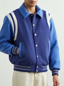 Veste universitaire à manches longues pour hommes personnalisée OEM Patchwork couleur Streetwear Letterman grande taille bouton d'hiver décoration tricotée - Product Image 2