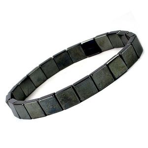 Bracelet en cristal d'hématite carré plat - Product Image 1