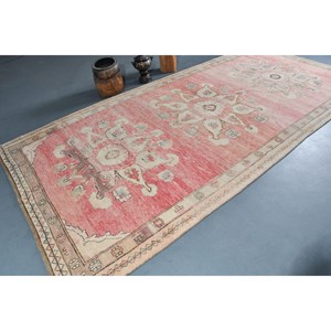 พรมขนสัตว์สีเบจสีแดงสไตล์วินเทจขนาด6.2x12.7ฟุตพรมสี่เหลี่ยมผืนผ้าตุรกีขนาดใหญ่10มม. 100% ผ้าขนสัตว์ลาเท็กซ์สำหรับโถงทางเดินห้อง - Product Image 2