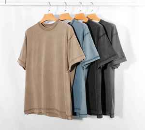 Venta al por mayor de gran tamaño lavado con ácido Boxy hombro caído camiseta inversa 100% algodón Streetwear Vintage estilo Hip Hop para hombres - Product Image 6