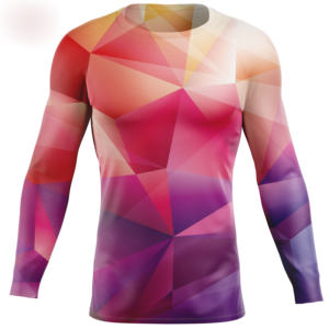 เสื้อรัดกล้ามเนื้อแบบซับลิเมชั่นสำหรับผู้ชาย ป้องกันรังสียูวี แขนยาว แห้งเร็ว ระบายอากาศ ป้องกันแบคทีเรีย ผลิตจากผ้าสแปนเด็กซ์/โพลีเอสเตอร์ - Product Image 5