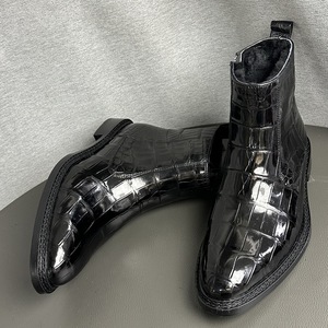 Botines de cuero genuino 100% para mujer, botines cálidos con tacón plano para fiestas y uso diario - Product Image 2