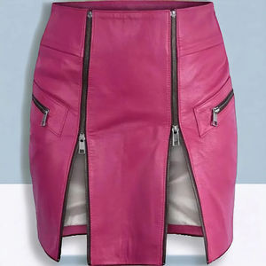 Nueva Llegada, Elegantes Minifaldas de Cuero, Tallas Grandes, Diseño Bordado con Encaje, Botones y Bolsillos Decorativos para Mujeres Adultas de Oficina - Product Image 3