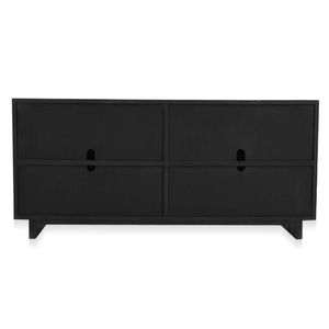 Solid Reclaimed Wood 4-Door Sideboard <b>Cabinet</b> <b>Black</b> Finish Rustic Storage Buffet for Living & Dining Room for Workshop Farmhouse - Product Image 4