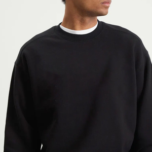 Custom 100 Cotton <b>Men</b> Heavyweight Oversized Classic <b>Black</b> Crewneck Sweatshirt Drop Shoulder <b>Men's</b> Sweatshirts - Product Image 5
