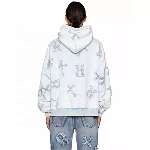 Cotton Blank <b>top</b> best Custom Logo Rhinestone Hoodie Print Heavy Weight Thick Hoodies Polyester <b>Men</b> Rhinestone Hoodie - Product Image 2