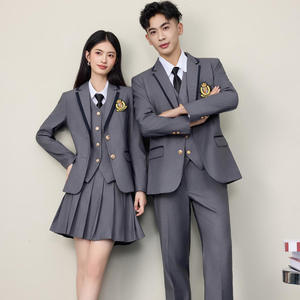 School Uniform Girls Wholesale <b>Set</b> Shirt Skirt <b>Blazer</b> Comfortable Durable Cotton Blend School Wear Manufacturer - Product Image 1