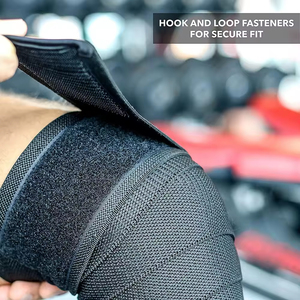 Rodilleras de compresión para levantamiento de pesas con correa ajustable para proteger lesiones deportivas, envolturas de entrenamiento para gimnasio y fitness - Product Image 4