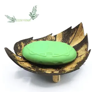100% Handmade Organic Coconut Soap Dish Coconut Soap Holder/ Coconut Soap Tray With Engrave Laser Logo Made in Vietnam by Eco2go
