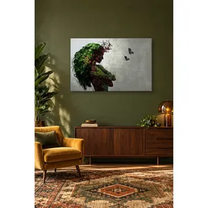 Fida Woman of Flowers with Green Hair and Butterflies <b>Canvas</b> Print - Product Image 3