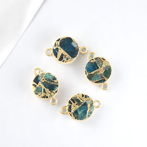 Mohave Cuivre Apatite Pierres Précieuses Charme Connecteur Bijoux Faits à la Main Or Électrolytique Connecteurs Ronds Charmes - Product Image 1