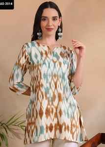 Indian Casual and Daily Wear Rayonj Short Kurtis and <b>Tunic</b> with Digital Price Festival Wear Fancy Short Kurtis with Plus Size - Product Image 3