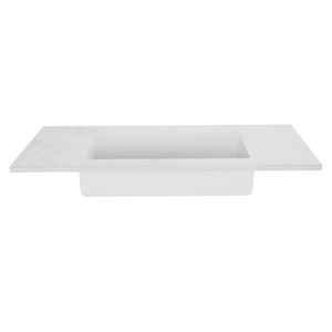 Lavabo Koricini Latina 90cm in Marmo Ricomposto Bianco Opaco Senza Foro per Rubinetto - Product Image 3