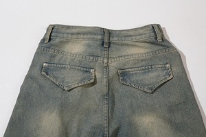 Pantalon droit décontracté à taille haute, patchwork, couture, hip-hop, jean de haute qualité - Product Image 5