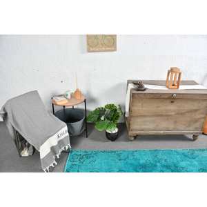 <b>Vintage</b> Turkish <b>Rug</b> Classic Blue 2.9x6.7ft Handmade Plush Pile Wool Latex Backing Patchwork Hallway Rectangle for Teen Living - Product Image 3