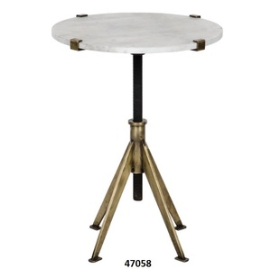 Lot de 2 tables d'appoint gigognes en fer avec dessus en marbre à 2 niveaux pour salon chambre cuisine famille et bureau stable - Product Image 6