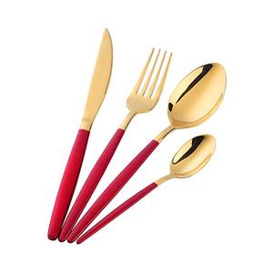 Top Quality Modern Hotel Flatware Wholesale Indian Suppliers Gold Polished With <b>Black</b> Resin handle <b>Cutlery</b> Set at Cheapest Price - Product Image 4