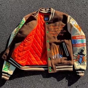 Comprar al por mayor OEM personalizado Chenille bordado parches béisbol Letterman Varsity chaqueta acolchada chaqueta para hombres - Product Image 3