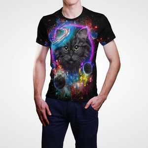 T-shirt de chat drôle coloré imprimé en 3D pour les hommes T-shirt d'été à manches courtes en jersey de mode décontractée - Product Image 3